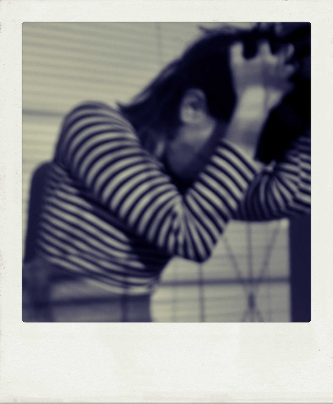 retro shot of anxious anonymous woman